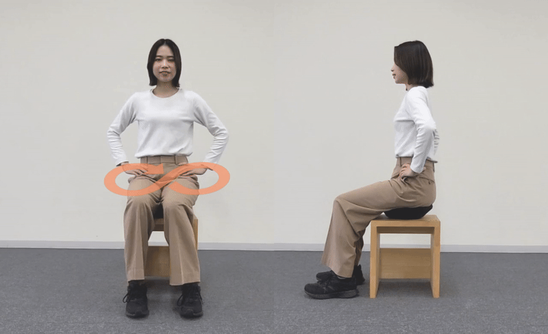 体幹トレーニング　座位　8の字